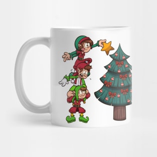 Christmas Elves Decorating Tree Mug